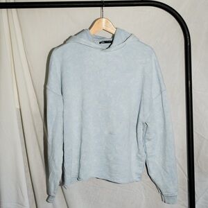 Zara Light Blue Acid wash terry cotton Hoodie
